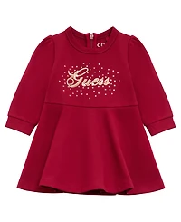 Guess Baby Girls 2-Piece Ponte Long Sleeve Dress and Bloomer Set