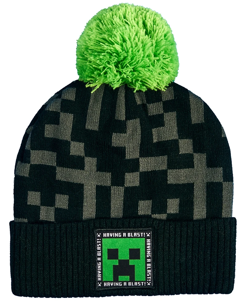 Minecraft Big Boys 2-Piece Pom Pom Hat and Gloves Set