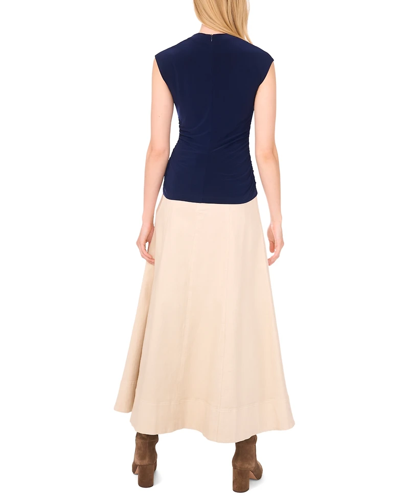 1.state Women's Draped Sleeve Mock Neck Knit Top