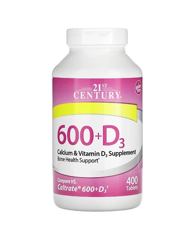 21st Century 600+D3 Calcium & Vitamin D3 Supplement