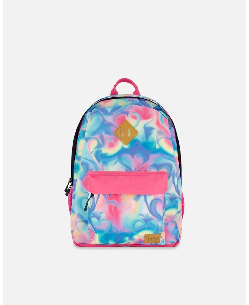 Deux par Deux Girl Kids Backpack Rainbow Heart Print - Toddler|Child