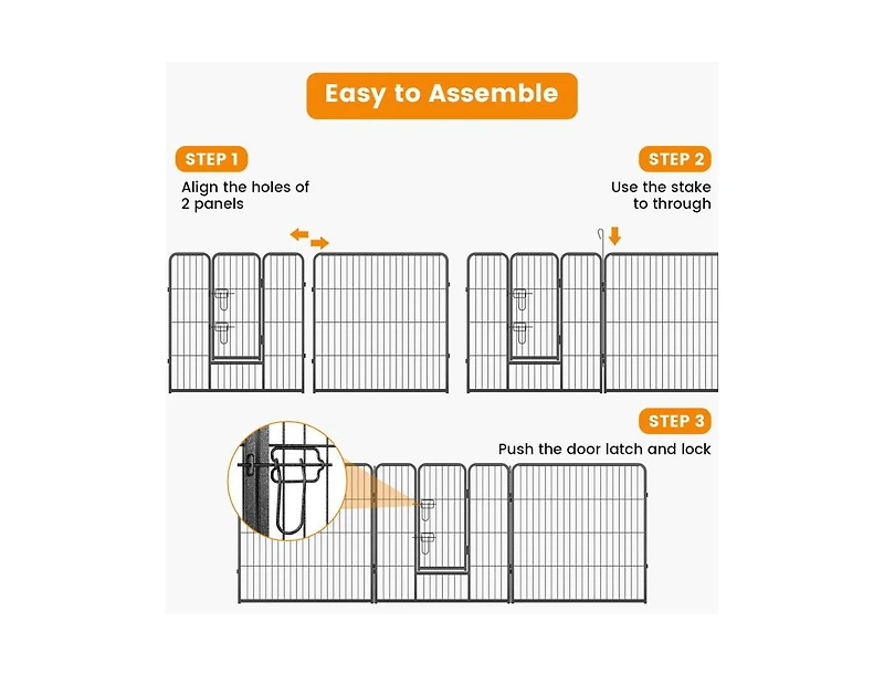 8-Panel 32 Inch Height Pet Fence for Indoor and Outdoor Use