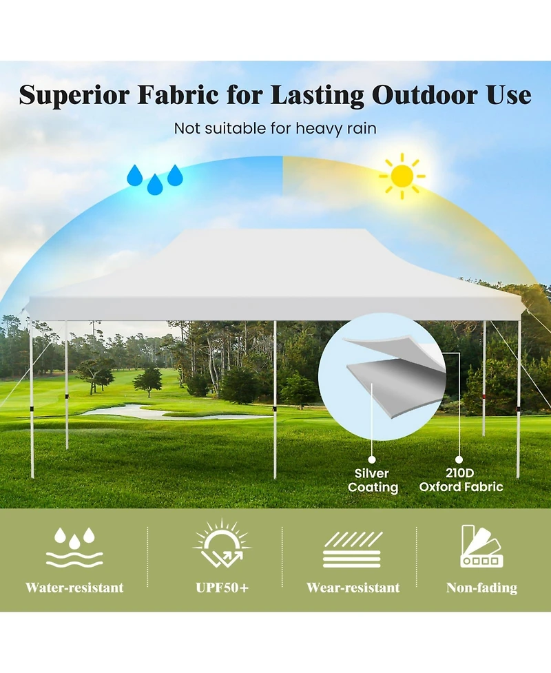 10x20 Ft Pop Up Canopy, Instant Setup Canopy Tent