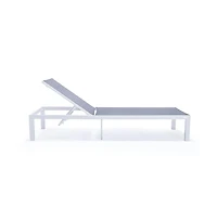 LeisureMod Marlin Patio Chaise Lounge Chair With White Aluminum Frame