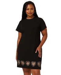 Adrianna Plus Women's Beaded Knit Crepe Sheath Dress