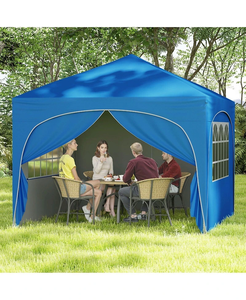 10 X 10 Ft Pop up Canopy Tent with 4 Removable Sidewall