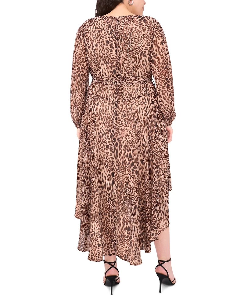 Vince Camuto Plus V-Neck Tie Waist Maxi Dress