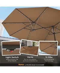 Outsunny Double-Sided Sun Umbrella, Garden Parasol with Light,
