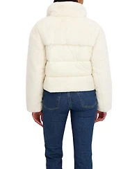 Sebby Collection Women's Short Mix Media Puffer Jacket