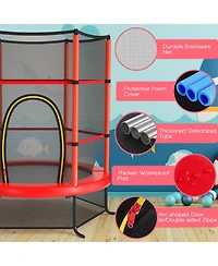 55 Inch Kids Recreational Trampoline Mat with Enclosure Net