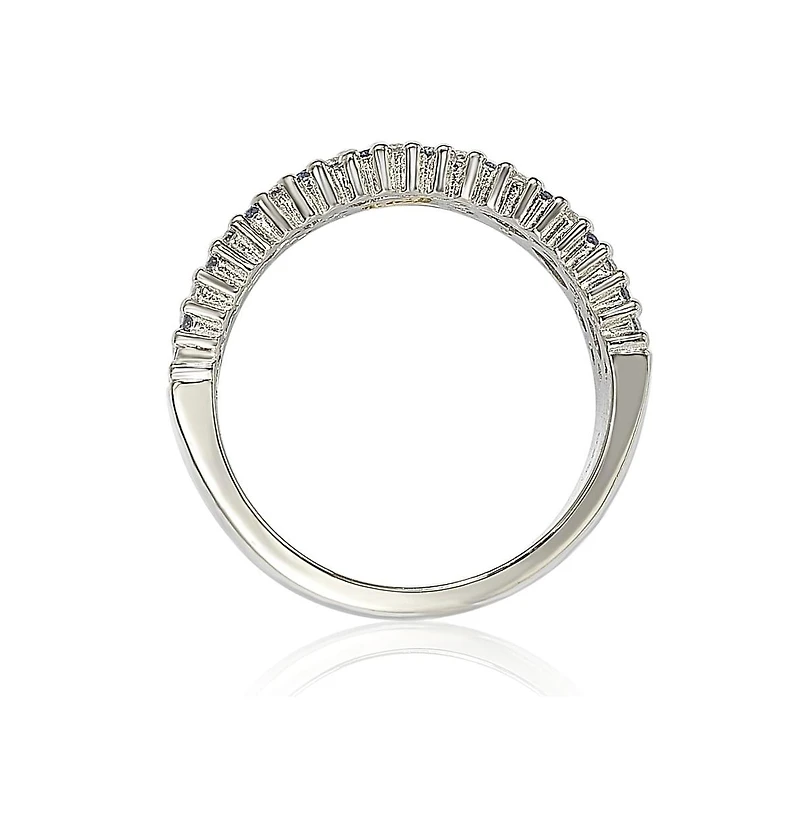 Suzy Levian New York Sterling Silver Sapphire & Created White Half Band