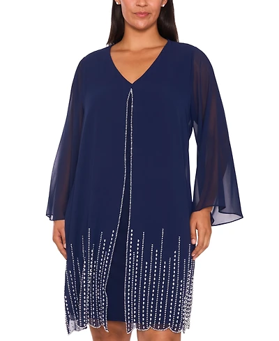 Msk Plus-Size Women's V-Neck Midi Dress