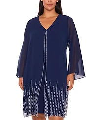 Msk Plus-Size Women's V-Neck Midi Dress