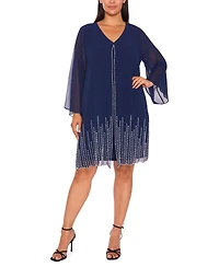 Msk Plus-Size Women's V-Neck Midi Dress