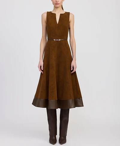 En Saison Women's Eloise V-Neck A-Line Sleeveless Midi Dress