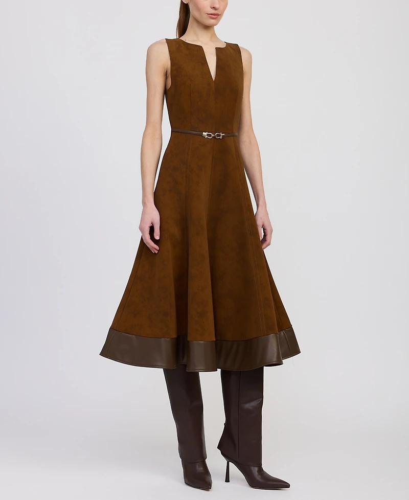 En Saison Women's Eloise V-Neck A-Line Sleeveless Midi Dress