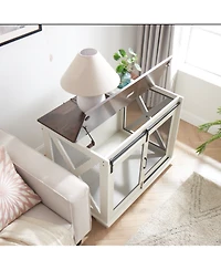 Dog Cage Crate Storage Cabinet with Sliding Barn Door