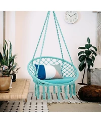 Gymax Hammock Swing Chair with Cushion Hanging Hardware Kit Indoor Outdoor