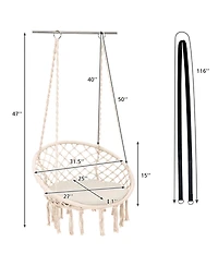 Gymax Hammock Swing Chair with Cushion Hanging Hardware Kit Indoor Outdoor