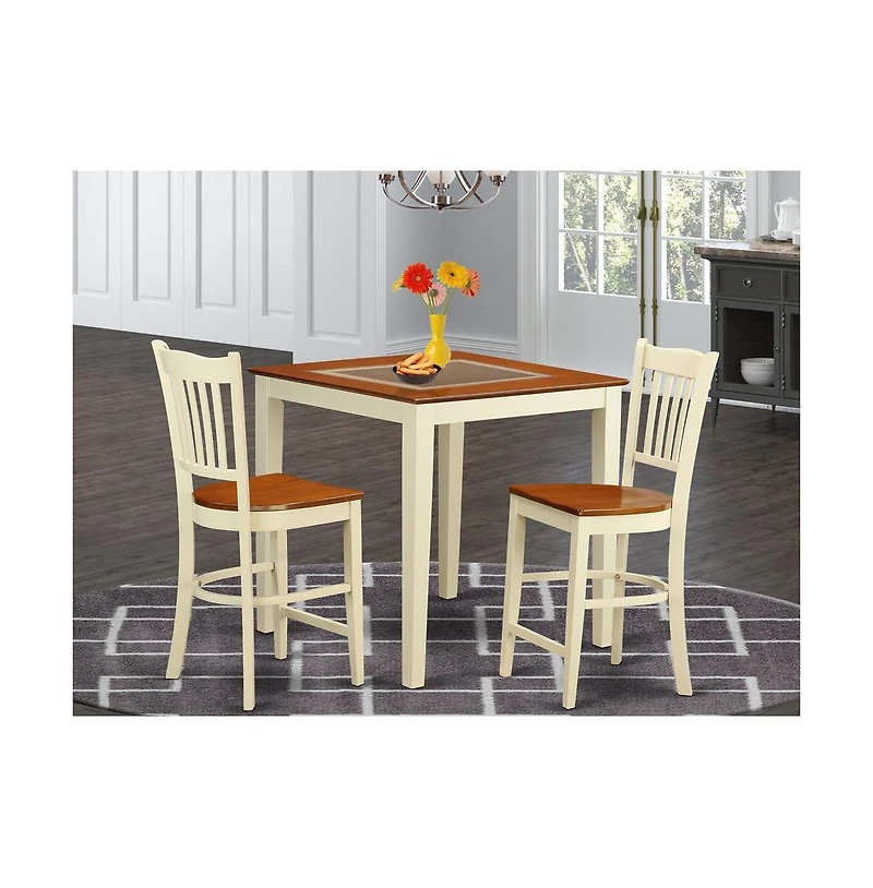 East West Furniture 3 Pc counter height set - Dining Table and 2 bar stools