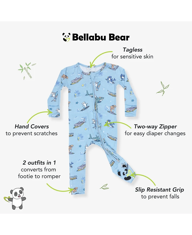 Bellabu Bear Unisex Shark School Convertible Footie