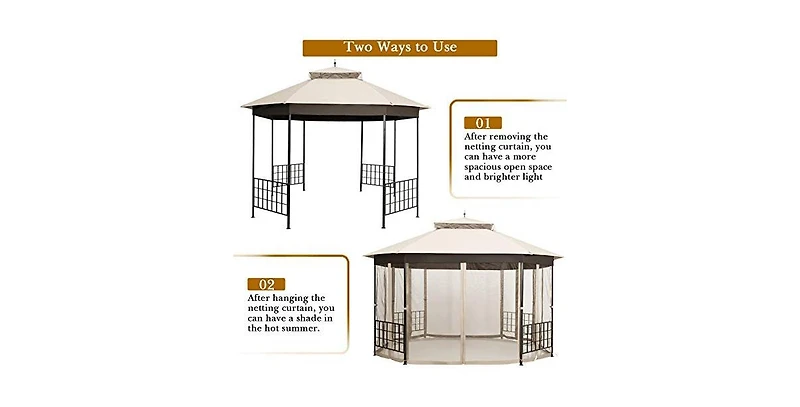 10 x 12 Octagonal Patio Gazebo with Mosquito Net