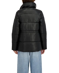 Sebby Collection Women's Faux Leather Puffer Jacket