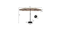 15 Feet Double-Sided Twin Patio Umbrella with Crank and Base