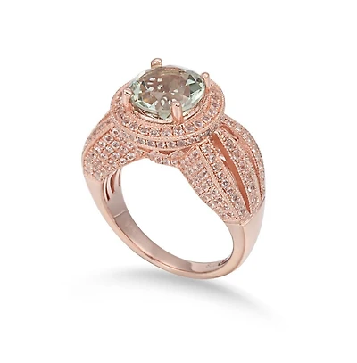 Suzy Levian New York Sterling Silver Round Cut Center Topaz Cocktail Ring