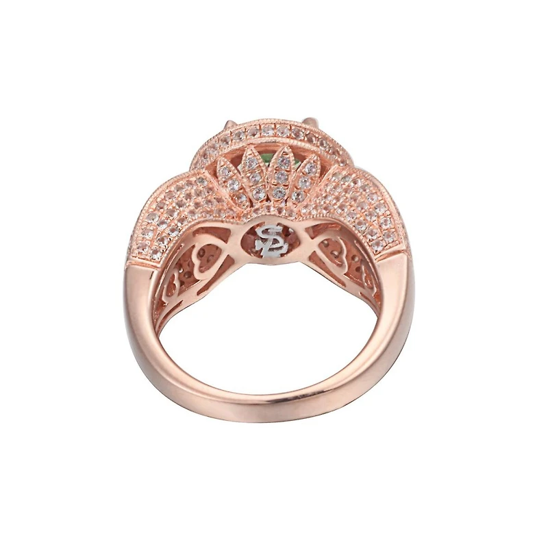 Suzy Levian New York Sterling Silver Round Cut Center Topaz Cocktail Ring