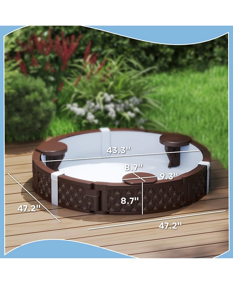 Qaba Round Kids box with Cover, 3 Seats, Bottom Liner,