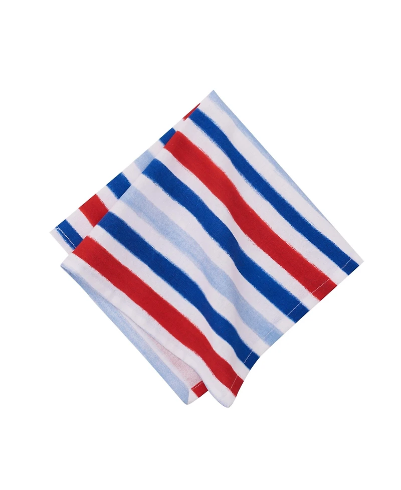 Watercolor Patriotic Stripe 4th of July Cotton Napkin Set of 6