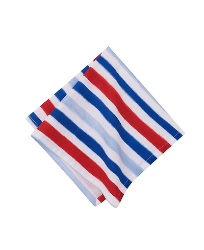Watercolor Patriotic Stripe 4th of July Cotton Napkin Set of 6