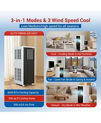 gaomon 8,000 Btu Portable Ac - New Model, Compact, Lightweight, Easy to Move with Wheels, Quiet Operation, Includes Window Venting Kit