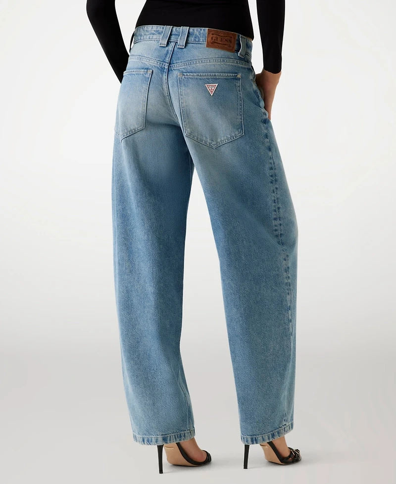 Guess Women's Baggy Balloon Barrel Mid Rise Jeans