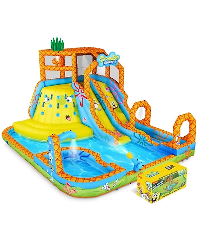 Sunny & Fun SpongeBob Mega Climb N Go Inflatable Water Slide with Climbing Wall, 2 Slides & More