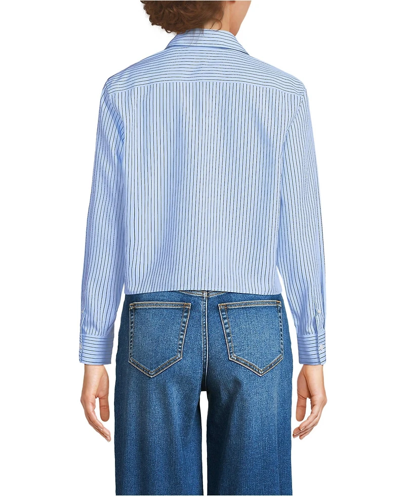 Lands' End Women's No Iron Boxy Cropped Shirt