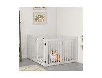 30 Inch Tall 4-Panel Freestanding Wooden Pet Gate Dog Fence