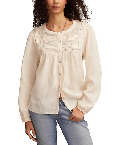 Lucky Brand Women's Peasant Button Down Blouse