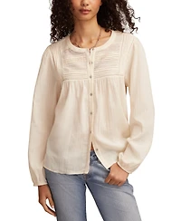 Lucky Brand Women's Peasant Button Down Blouse