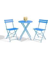 gaomon 3-Piece Outdoor Bistro Set with Folding Table & 2 Chairs, Premium Steel Frame, Portable Design, Suitable for Outdoors