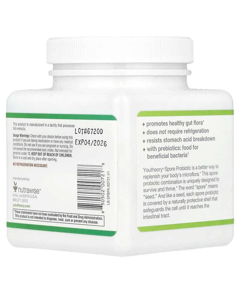 Youtheory Spore Probiotic Powder 6 Billion Cfu