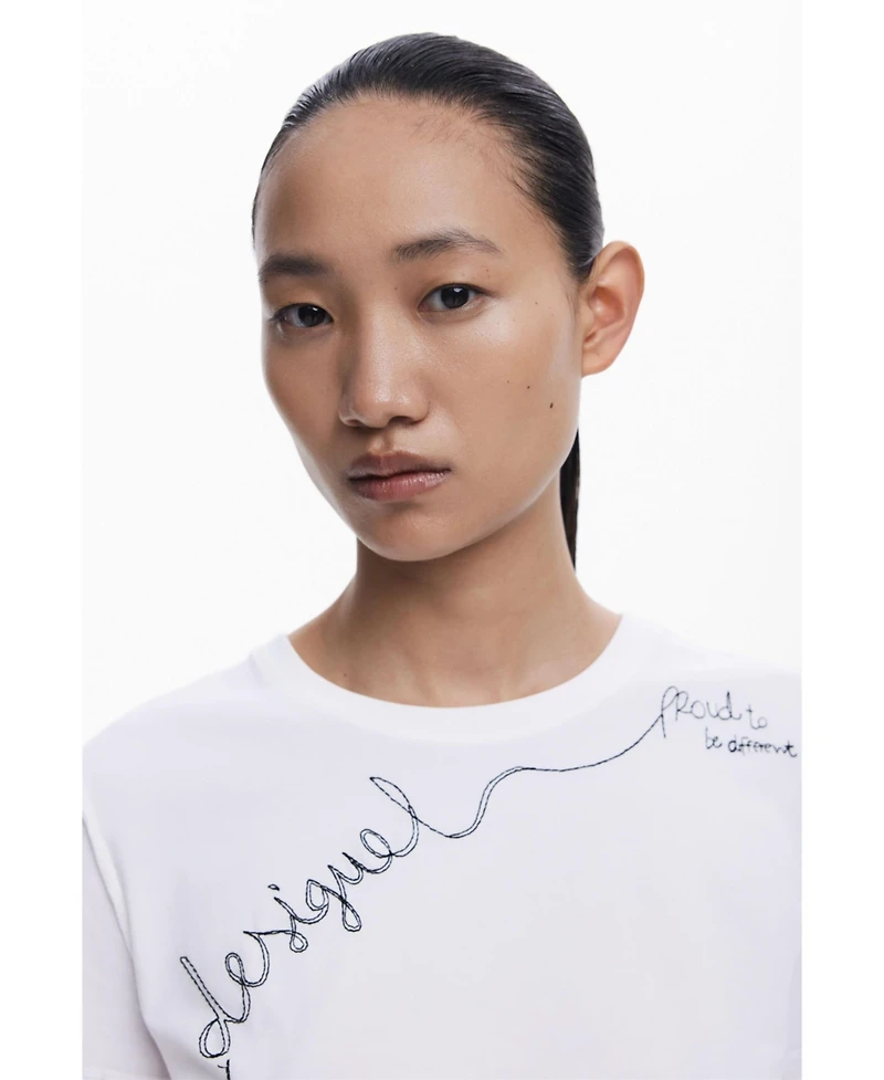 Desigual Women's T-shirt with embroidered phrase