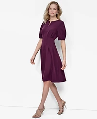 Dkny Women's Short Sleeve Crew Neck Fit & Flare Dress