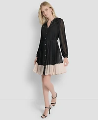 Dkny Women's Long Sleeve Collared Shift Dress