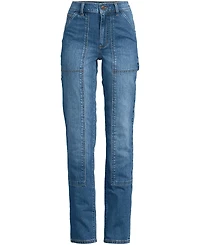 Lands' End Women's Soft Denim High Rise Rail Straight Leg Utility Jeans