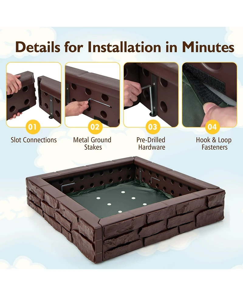 2-in-1 Hdpe Kids Sandbox with Cover and Bottom Liner