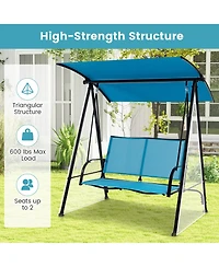 Gymax 2-Person Patio Swing Seat Bench Canopy Loveseat Outdoor