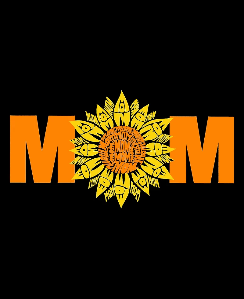 La Pop Art Plus Mom Sunflower Word V-Neck T-Shirt