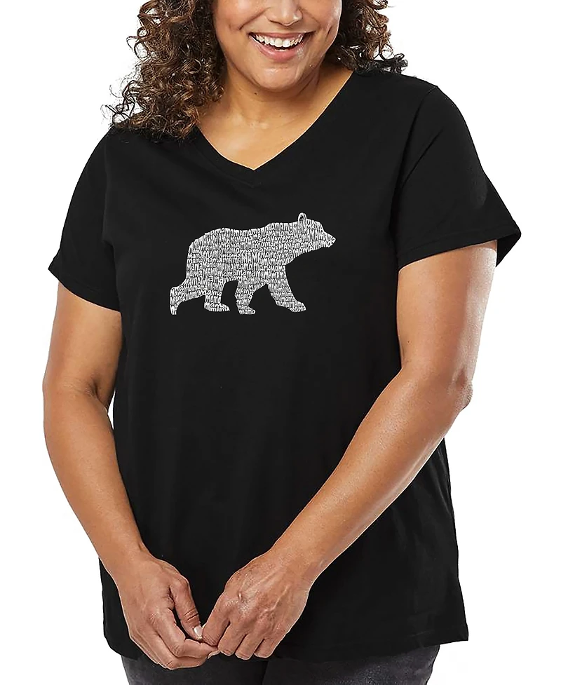 La Pop Art Plus Mama Bear Word V-Neck T-Shirt